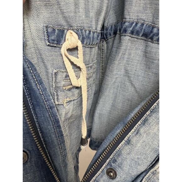 Lucky Brand Women's S Blue Military Denim Utility Vest 61% Cotton 39% Linen Zip - Picture 9 of 9